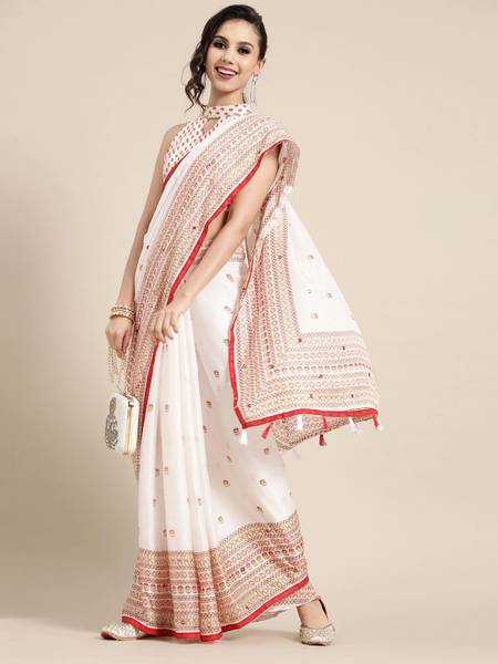 VEERAS Printed Bollywood Cotton Jute Saree
