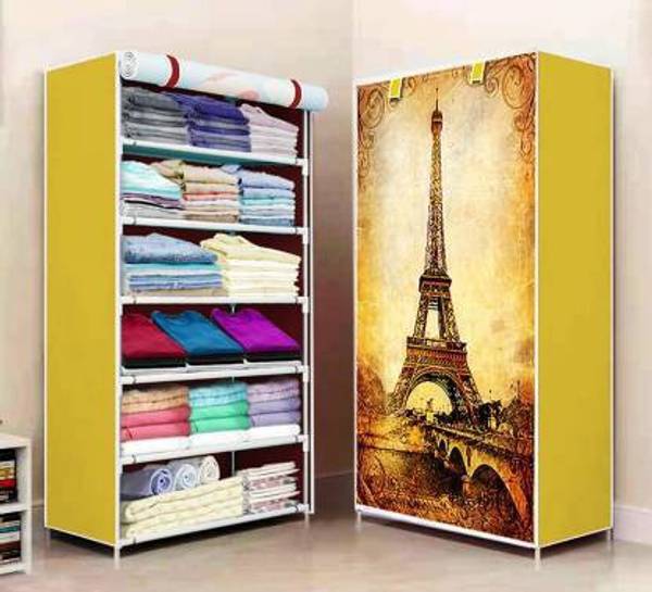 YOZO 1 Door 6 Shelf Fabric Carbon Steel PP Collapsible Wardrobe