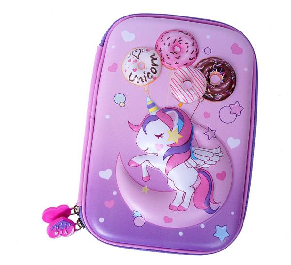 KADEAUX Large Capacity Hardtop EVA Pouch Organizer for Girls Organizer for Women Unicorn, Donut Art EVA Pencil Box
