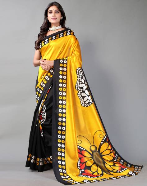 Siril Printed, Geometric Print, Floral Print Kanjivaram Silk Blend, Cotton Silk Saree
