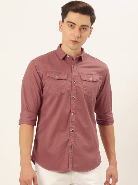 I-VOC Men Solid Casual Brown Shirt