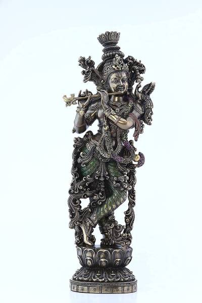 Urwacraft resin Krishna Statue for home temple decor I Krishan ji murti Decorative Showpiece - 37 cm