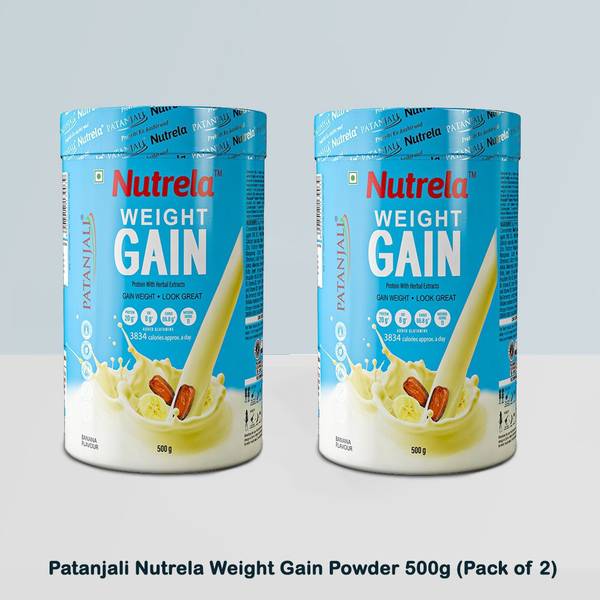 PATANJALI Nutrela Weight Gain Powder, Best Mass Gainer For Skinny Guys, 500g (Pack of 2) Weight Gainers/Mass Gainers