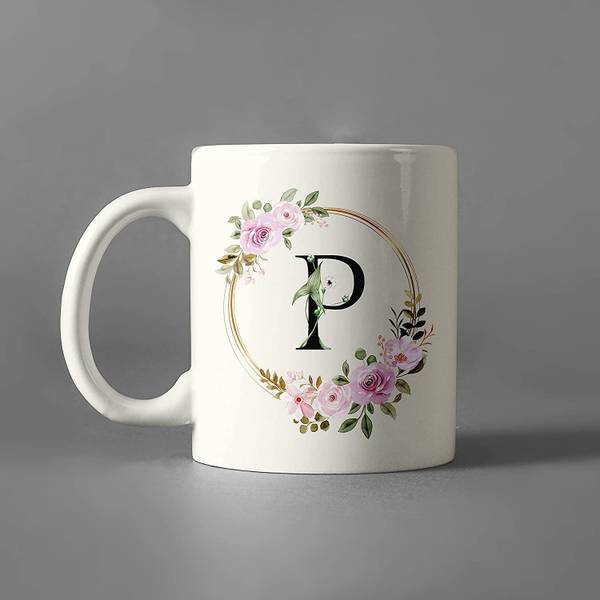 The Sanaatan Store Birthday Gift, 'P' Alphabate, Gift For Brother, Sister, Friend Ceramic Coffee Mug
