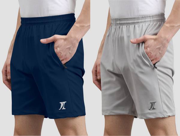 INDICLUB Solid Men Blue, Grey Casual Shorts