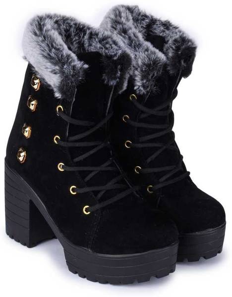 Blackit Stylish casual partywear women heeled boots for Girl Boots For Women