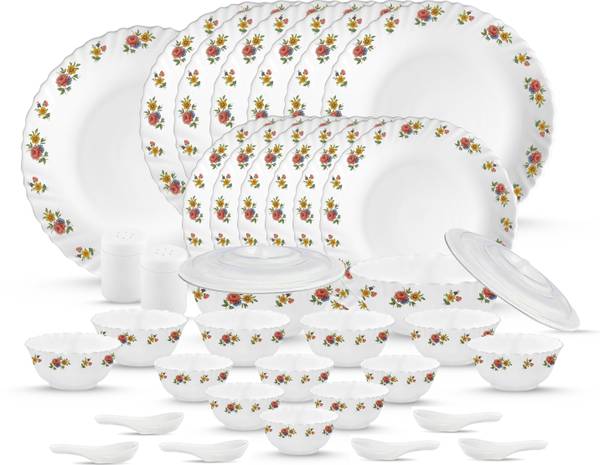 LAOPALA Pack of 35 Opalware Novo Collection Petite Roses Dinner Set