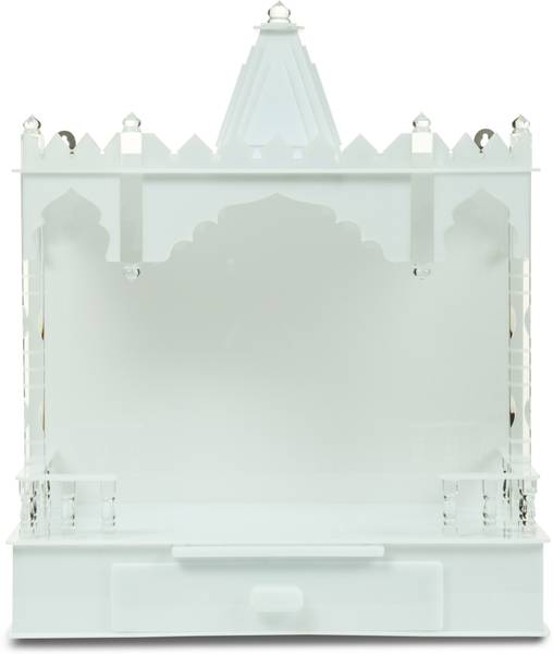 Ashar Devghr White Colour Acrylic Mandir/Temple for Home & Office 18" with Led Spotlight Acrylic Home Temple