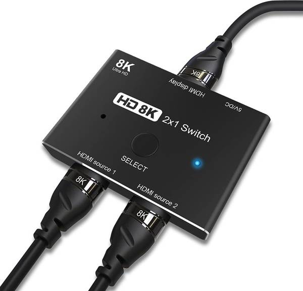 microware TV-out Cable HDMI Ultra HD 8K 2.1 High Speed 48Gbps Directional Switch Only 2in 1out