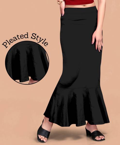 SCUBE DESIGNS Pleated Saree Shapewear Silhoutte Black (L) Lycra