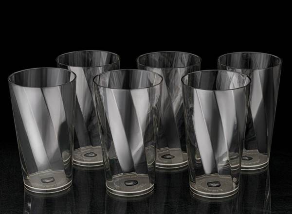 Sentricus (Pack of 6) TWISTER SHAPE Plastic UNBREAKABLE Water Glasses White Glass Setof6 Glass Set Water/Juice Glass