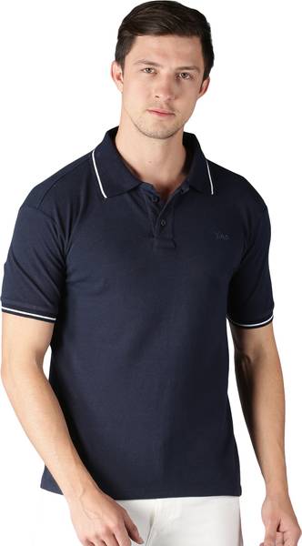 Y.O.U - Youth Original Unique Solid Men Polo Neck Navy Blue T-Shirt