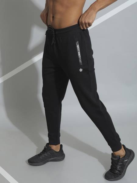 Cultsport Solid Men Black Track Pants