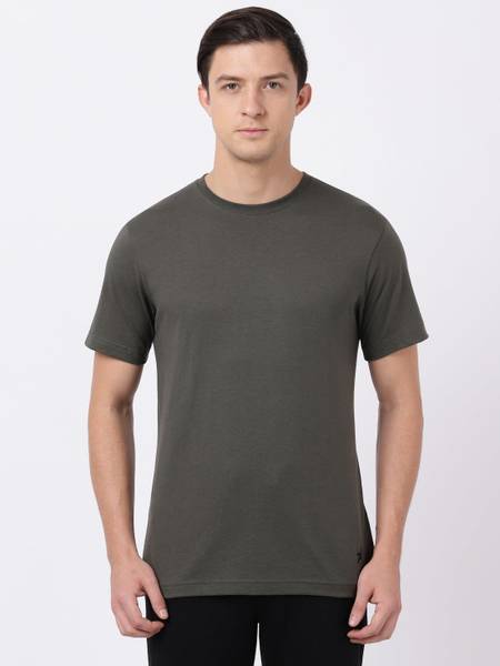 JOCKEY Solid Men Round Neck Green T-Shirt