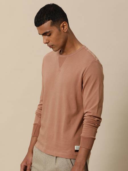 Mr Bowerbird Solid Men Round Neck Brown T-Shirt