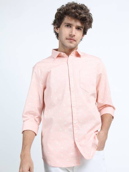KETCH Men Printed Casual Pink Shirt