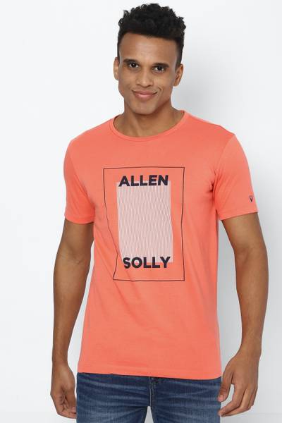 Allen Solly Typography Men Round Neck Orange T Shirt Price History