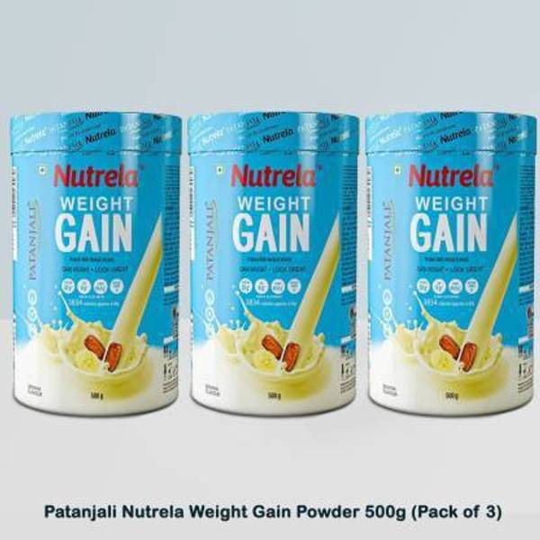 PATANJALI Nutrela Weight Gain Powder, 500g (Pack of 3) Weight Gainers/Mass Gainers