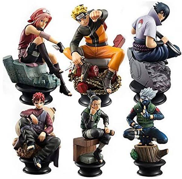 Augen Naruto Mini Action Figure Cake, Office Desk & Study Table (9cm)(Pack of 6) - B