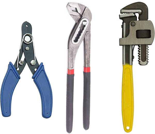 gizmo Hand Tools Set , 12" Pipe Wrench With 10" Water Pump Plier & Wire/Cable Cutter Hand Tool Kit