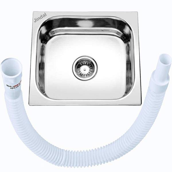 Jindal steel 20x17x8 kitchen sink 10 year warranty 304 grade with Heavy drain Coupling Vessel Sink