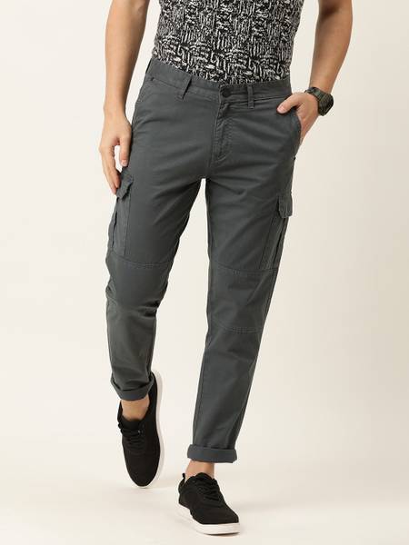 iVOC Slim Fit Men Grey Trousers