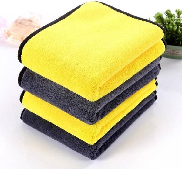 cottagecraft Microfiber Cleaning Cloth for Cars, Home, Kitchen, Car, Window (50 cm x 40 cm) Yellow, Black Cloth Napkins