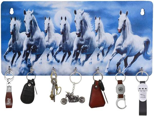 SAGAR HANDICRAFT 7- horse beautiful racing horse Wood Key Holder