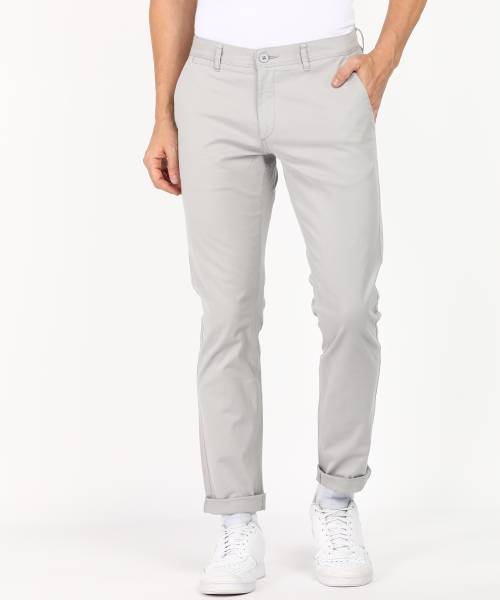 RUF AND TUF Slim Fit Men Grey Trousers