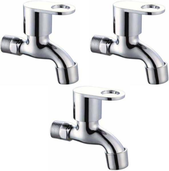 COSSIMO Stainless Steel Orio Bib Cock Foam Flow Brass Disc with Wall Flange - Pack of 3 Bib Tap Faucet