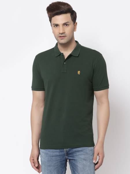 RED TAPE Solid Men Polo Neck Green T-Shirt