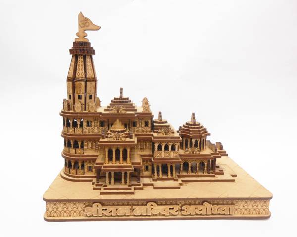 Crafty Ram Mandir Model 3D Ram darbar Wooden Decorative Ram mandir Decorative Showpiece - 20 cm