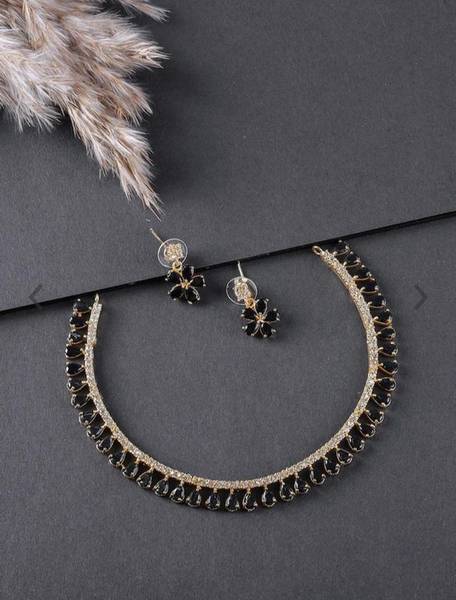prem Brass Gold-plated Black Jewellery Set