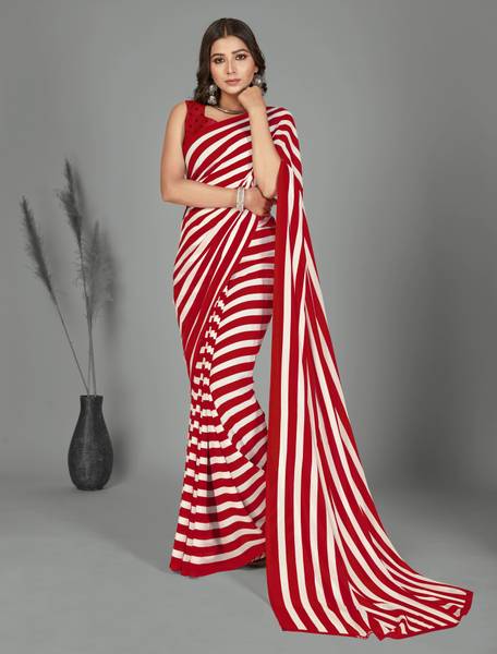 Anand Sarees Printed, Striped Daily Wear Georgette Saree