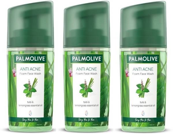 PALMOLIVE Anti Acne Purifying Foam Facewash, 100ml x 3 (300ml) (Pack of 3) Face Wash