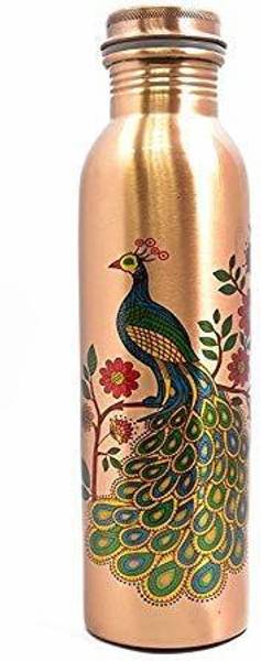 IMAGO 100% Copper Water Bottle Leak Proof and Peacock design for dining (1 LTR ) 1000 ml Bottle