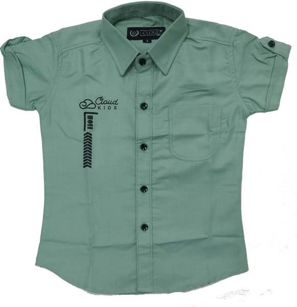FRAUS Boys Embroidered Casual Light Green Shirt