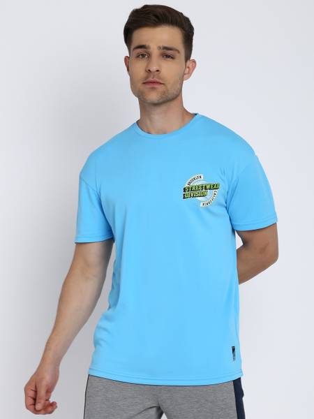 Aditya Birla - abof Printed Men Round Neck Blue T-Shirt