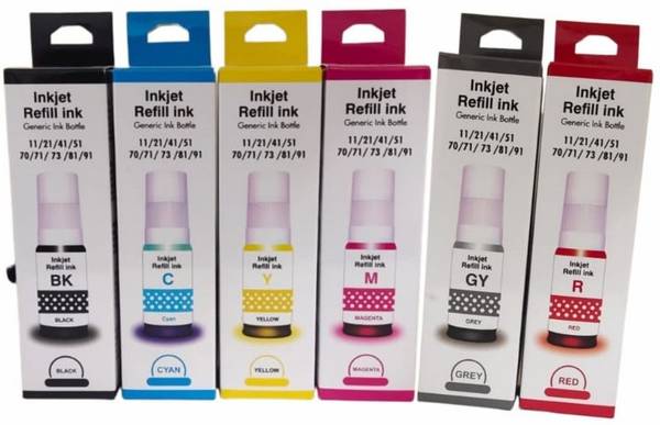 verena Refill Ink 73 Compatible for Canon Pixma GI-73 G570 G670 Printer Pack Of 6 Black + Tri Color Combo Pack Ink Bottle