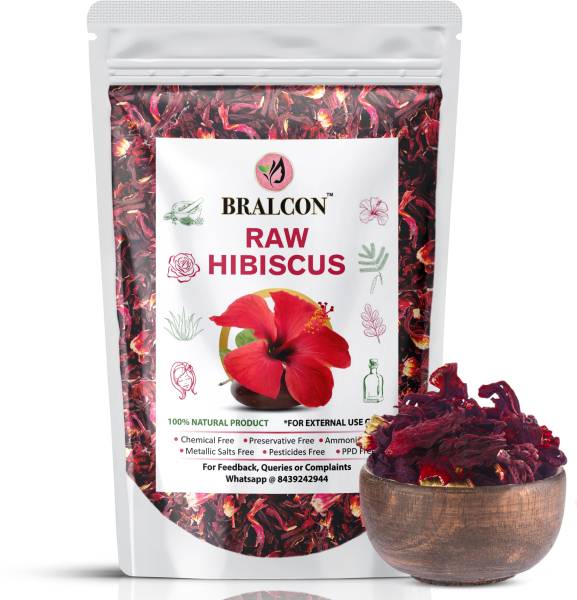 BRALCON Organic Raw Hibiscus -100g|100% Pure & Natural Dry Hibiscus Flower For Hair Care