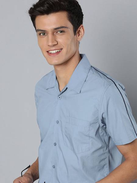 Mast & Harbour Men Solid Casual Blue Shirt