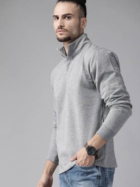Roadster Full Sleeve Solid Men Sweatshirt
