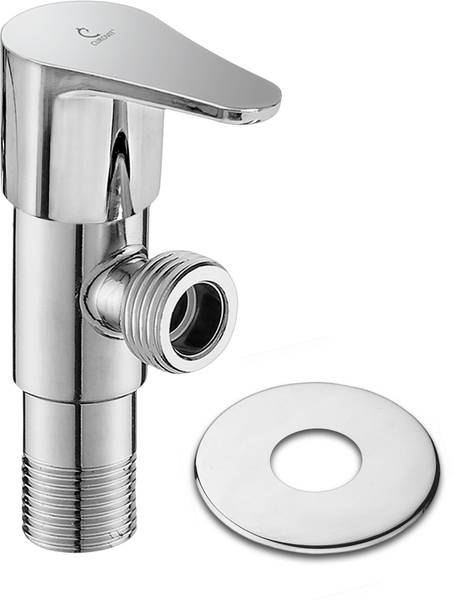 CUROVIT Torrent ZINC Alloy Angle Valve Silver in Color Chrome Finish Quarter Turn with Wall Flange for Bathroom & Kitchen Area Angle Cock Faucet