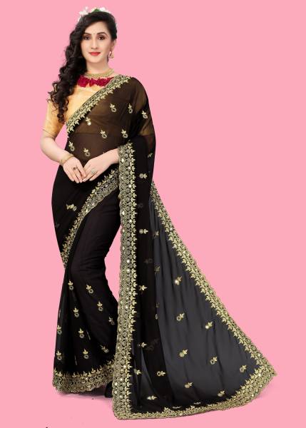 NETRA BOUTIQUE Embroidered Bollywood Georgette Saree