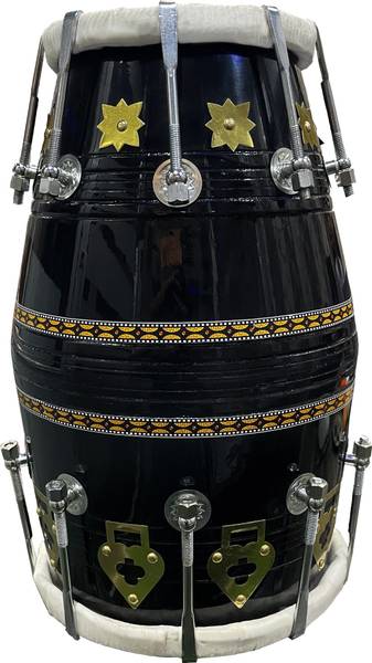 GT manufacturers Professional Glassy Black colour Dholak Nut & Bolts Dholak