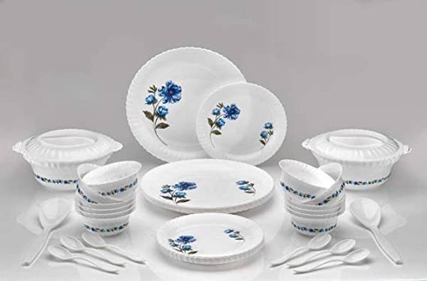 Veksin Pack of 36 Plastic Brand Exclusive and Microwave Safe, Plastic Printed Round Flourish. Pack of 36 Dinner Set
