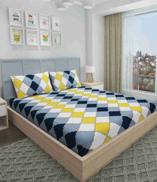 Bunkin 144 TC Microfiber Double Printed Fitted (Elastic) Bedsheet