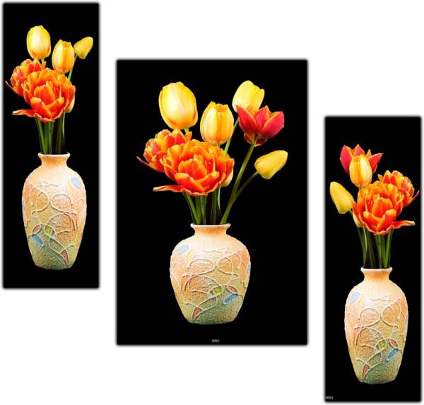 pnf Floral Flower Set of 3 MDF Panel-0113- Digital Reprint 18 inch x 12 inch Painting