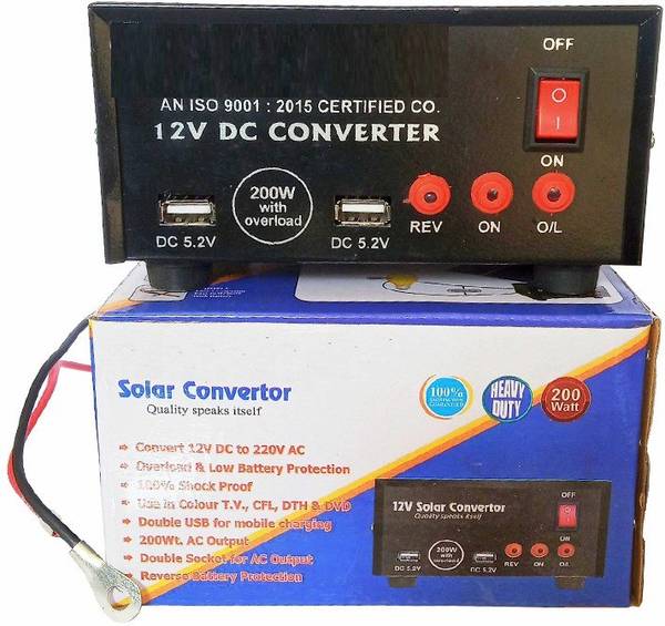 Divinext 200 Watt 12 Volt DC to 220 Volt AC Converter 12 Volt DC Convertor 12V Solar SMPS Worldwide Adaptor