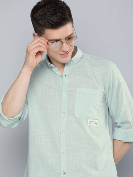 Mast & Harbour Men Solid Casual Blue Shirt